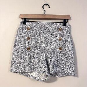 Zara Womens Knit High Waist Dress Shorts Size S Golden Buttons Zipper 3 inch